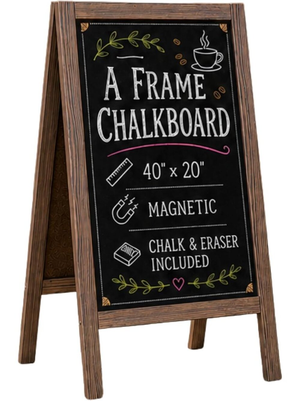 A Frame Chalk Board Easel Sign 40x20 in - Sandwich Signs Outdoor